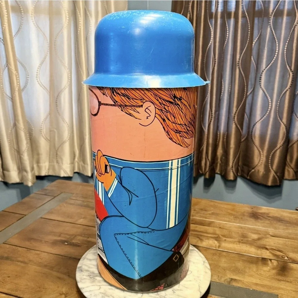 VTG 70s Cheinco 1972 Keystone Cop Motorcycle Policeman Police Trash Can Lid USA